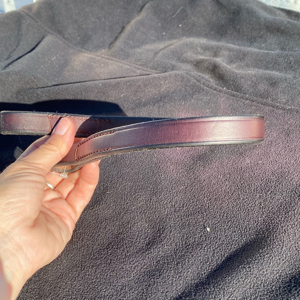 Plain Flat Leather Browband in Oversized, Fox Hunter